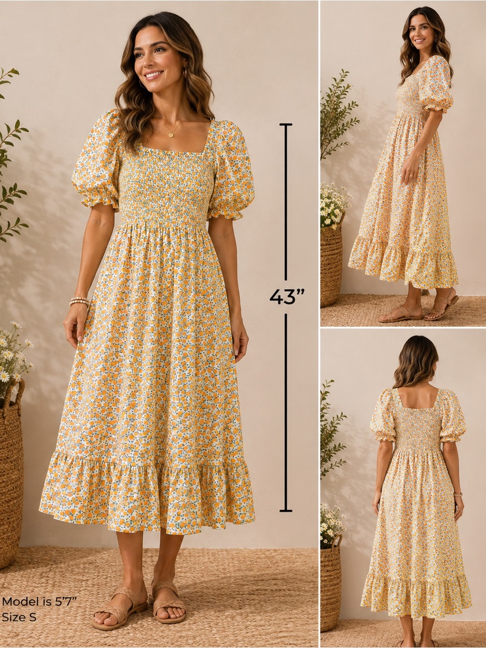 Women’s Peach Puff Sleeve Sundress